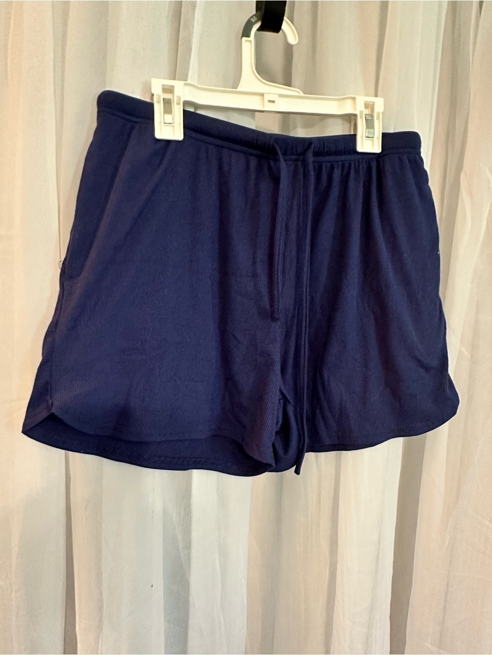 Women's Ribbed Shorts in Deep Blue with Elastic Waist